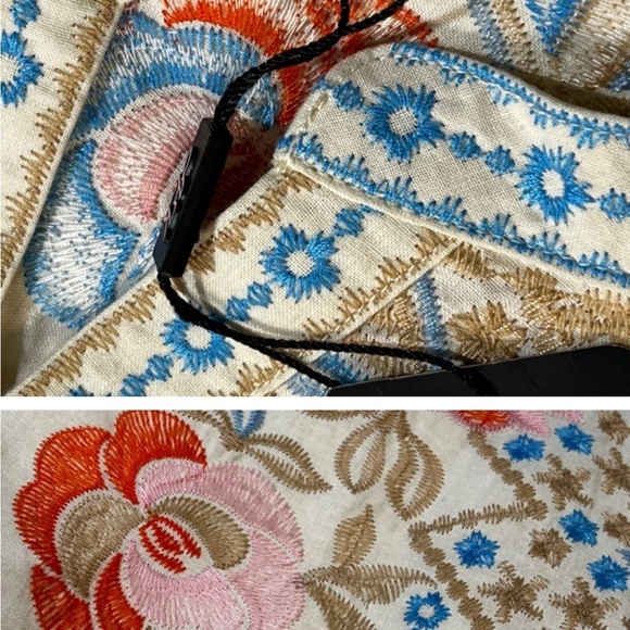 NWT Embroidered White and Blue Women's Tunic - Picture 1 of 8